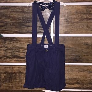 Suspender dress shorts with bow tie